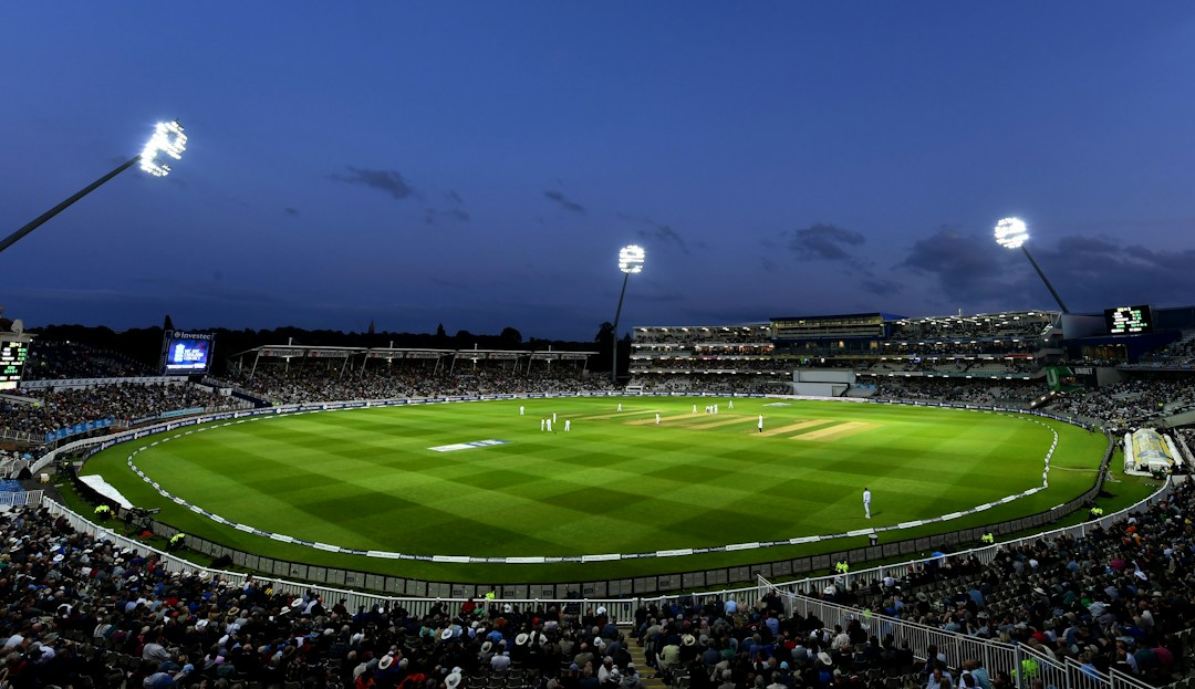 Cricket stadium during a live match