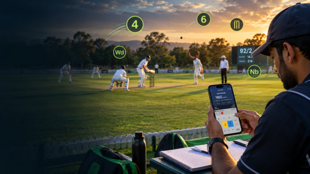 Cricket scoring rules demonstrated using the MyCric live scoring app